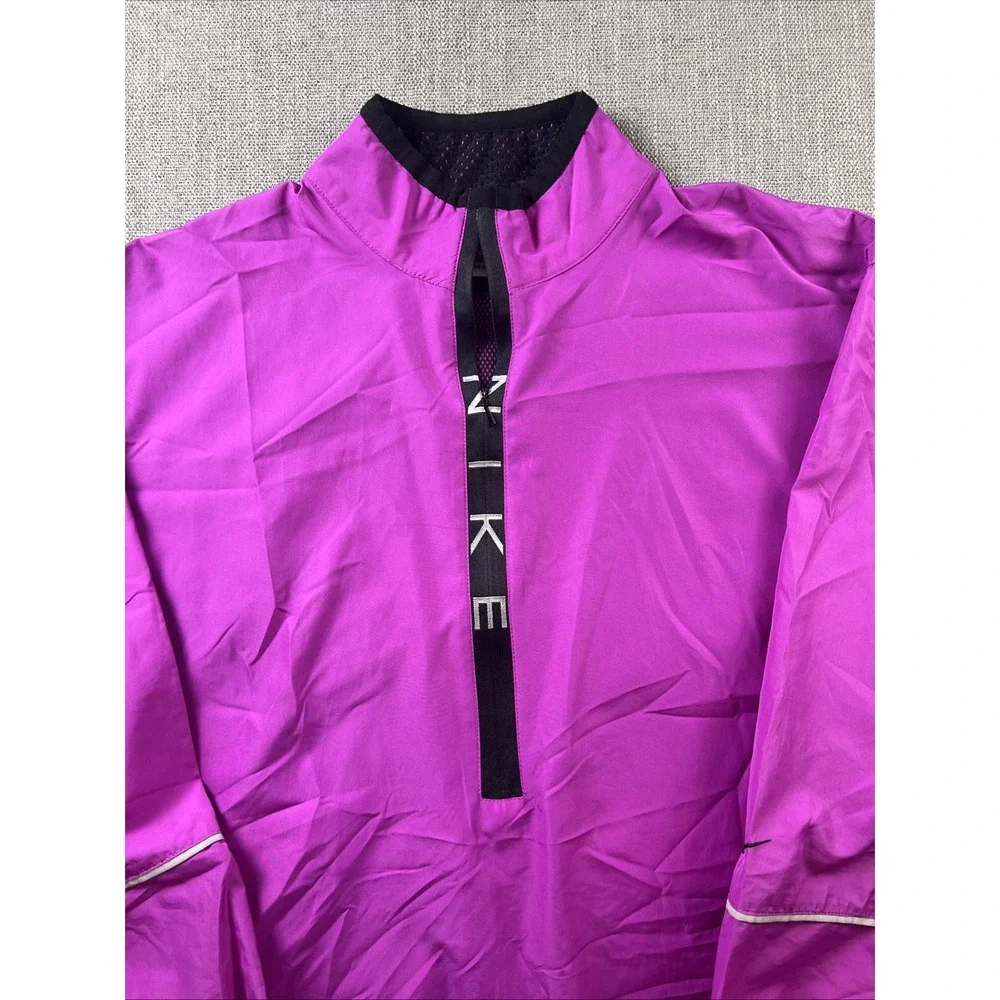 Vintage Nike 1/2 Zip Pullover Women's Medium Purple Spellout Zip Pockets Running